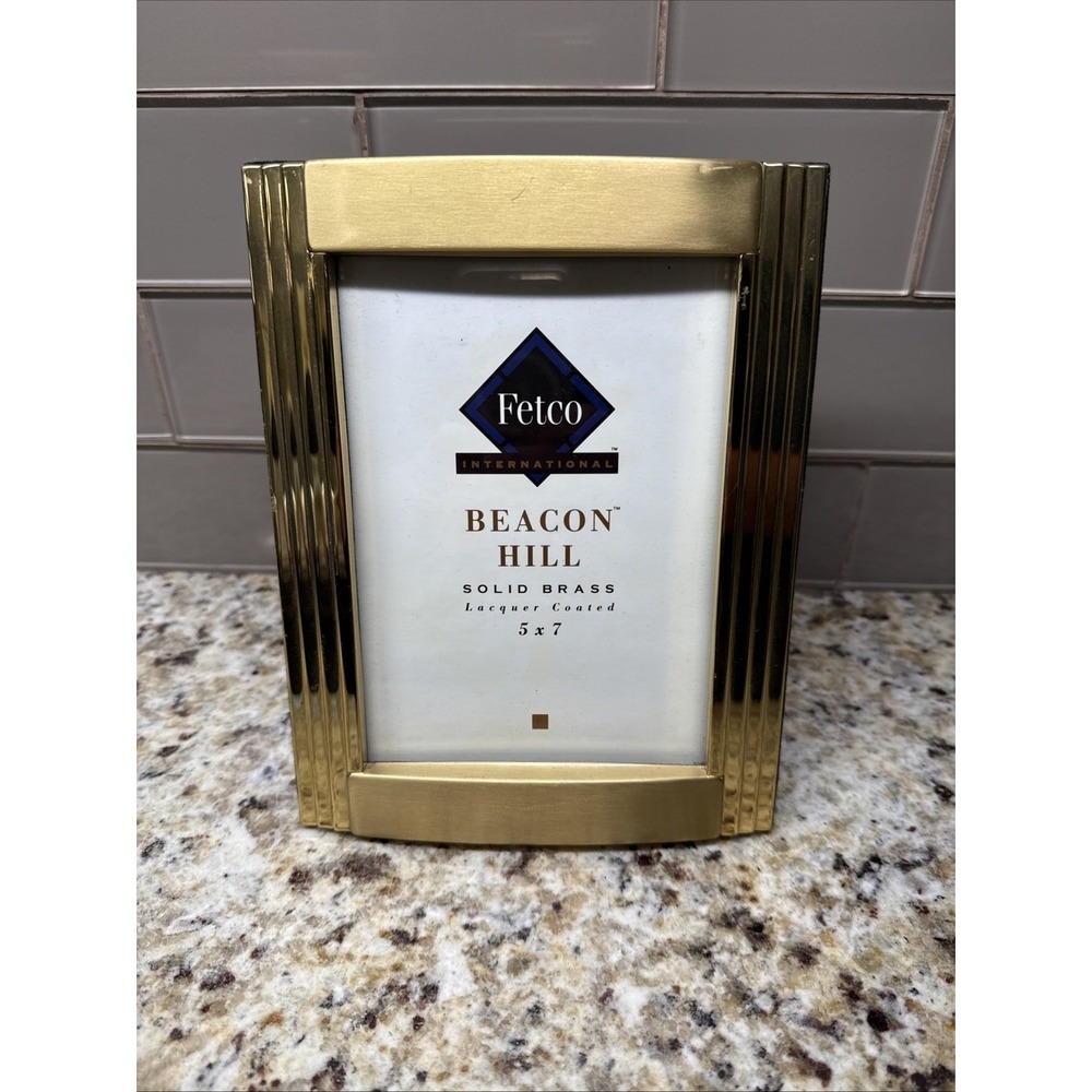 FETCO BEACON HILL SOLID BRASS 5 X 7" PICTURE FRAME LACQUER COATED